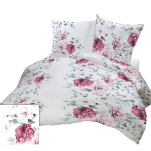 Pościel Bawełniana 140x200 2 x Poszewka Kwiaty Biel