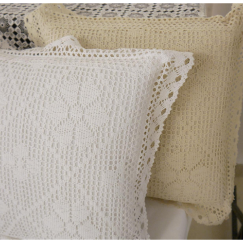 Poszewka Na Poduszke Szydełko 40x40 Ecru Dekoracyjna