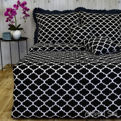  Komplet Pościeli Kora 200x220 2x70/80 Maroko Czarne