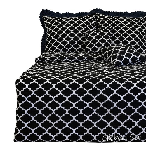  Komplet Pościeli Kora 200x220 2x70/80 Maroko Czarne