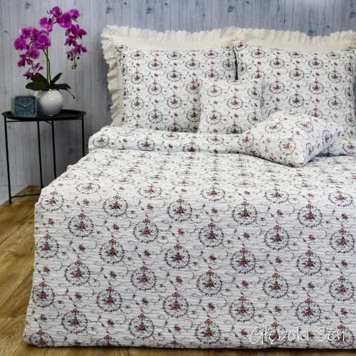 Komplet Pościeli Kora 140x200 2x70/80 Wianuszki Czerwone