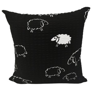 Poszewka 40x40 Kora JAŚ Owieczki Na Czarnym