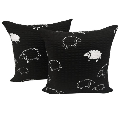 Poszewka 40x40 Kora JAŚ Owieczki Na Czarnym