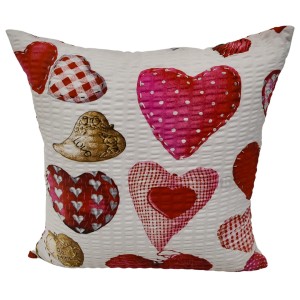 Poszewka 40x40 Kora JAŚ Serca Guziki Na Białym