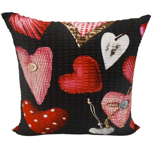 Poszewka 40x40 Kora JAŚ Serca Guziki Na Graficie