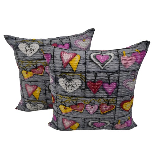 Poszewka 40x40 Kora JAŚ Serca Na Desce Róż