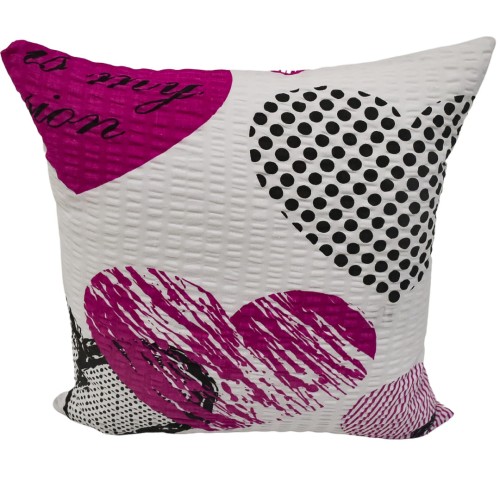 Poszewka 40x40 Kora JAŚ Serca Z Napisami Różowe