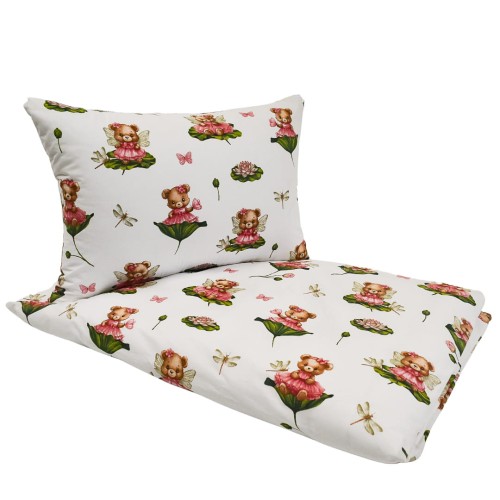 Komplet Pościeli Dziecięcej 100x160 + 50x70 Misie Na Liliach