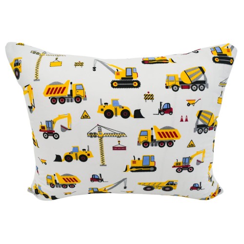 Komplet Pościeli Dziecięcej 100x160 + 40x60 Koparki Żółte Na Białym