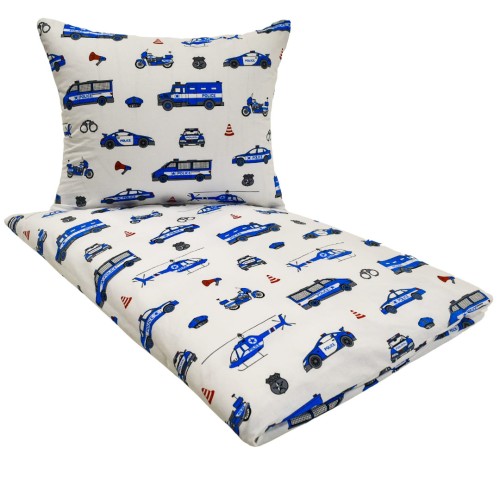 Komplet Pościeli Dziecięcej 90x120 + 50x60 Policja Na Białym