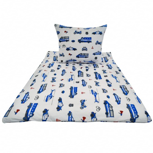 Komplet Pościeli Dziecięcej 90x120 + 50x60 Policja Na Białym