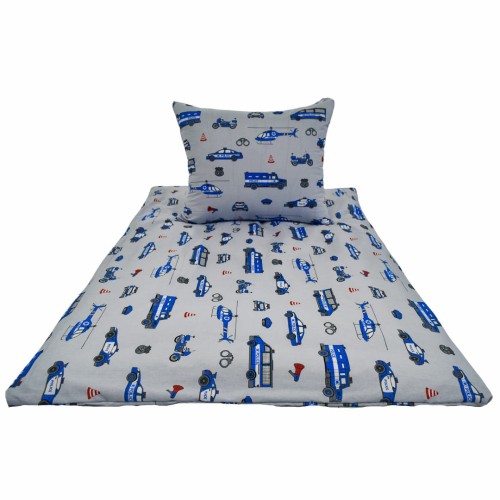 Komplet Pościeli Dziecięcej 120x160 + 50x60 Policja Na Szarym