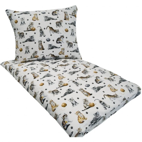 Komplet Pościeli Dziecięcej 100x135 + 40x60 Kotki Łapki Białe