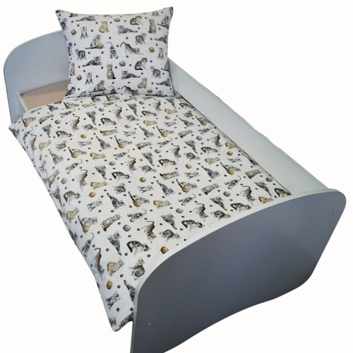 Komplet Pościeli Dziecięcej 100x135 + 50x60 Kotki Łapki Białe