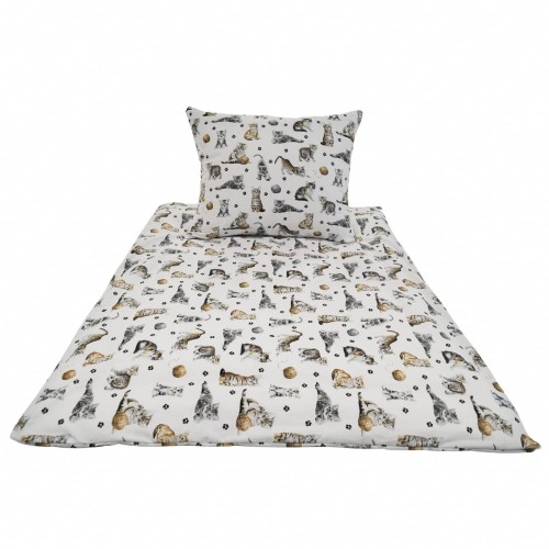 Komplet Pościeli Dziecięcej 100x160 + 50x60 Kotki Łapki Białe