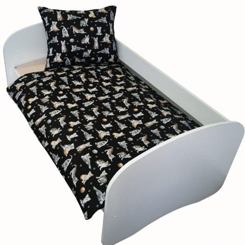 Komplet Pościeli Dziecięcej 120x160 + 70x80 Kotki Łapki Czarne