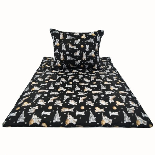 Komplet Pościeli Dziecięcej 100x135 + 50x60 Kotki Łapki Czarne