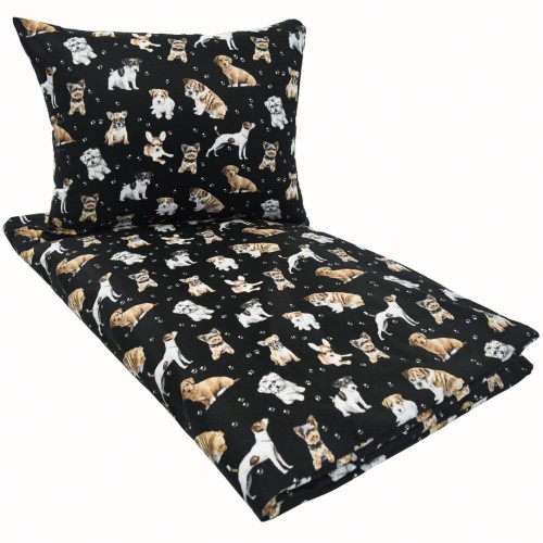 Komplet Pościeli Dziecięcej 100x135 + 40x60 Pieski Łapki Czarne
