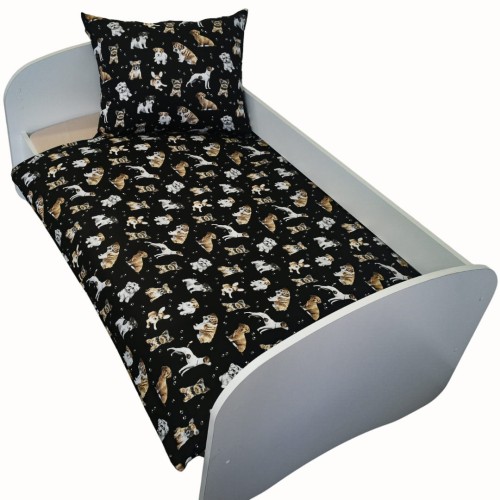 Komplet Pościeli Dziecięcej 100x135 + 40x60 Pieski Łapki Czarne