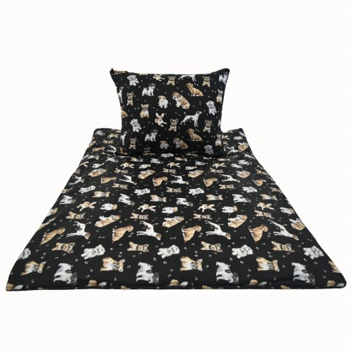 Komplet Pościeli Dziecięcej 100x135 + 40x60 Pieski Łapki Czarne