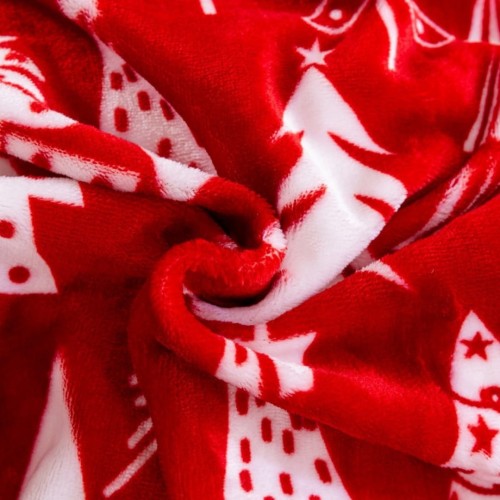 Koc Świąteczny 200x220 Mikrofibra Choinki Na Czerwonym