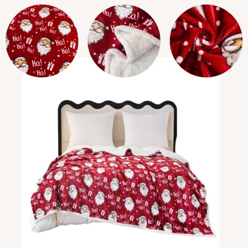 Koc Świąteczny Baranek 160x200 Mikrofibra Mikołaje Ho!Ho!