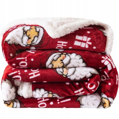 Koc Świąteczny Baranek 160x200 Mikrofibra Mikołaje Ho!Ho!