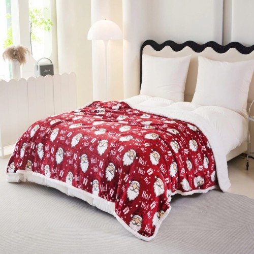 Koc Świąteczny Baranek 160x200 Mikrofibra Mikołaje Ho!Ho!