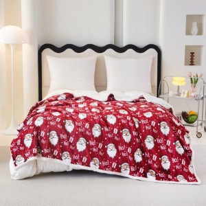 Koc Świąteczny Baranek 160x200 Mikrofibra Mikołaje Ho!Ho!