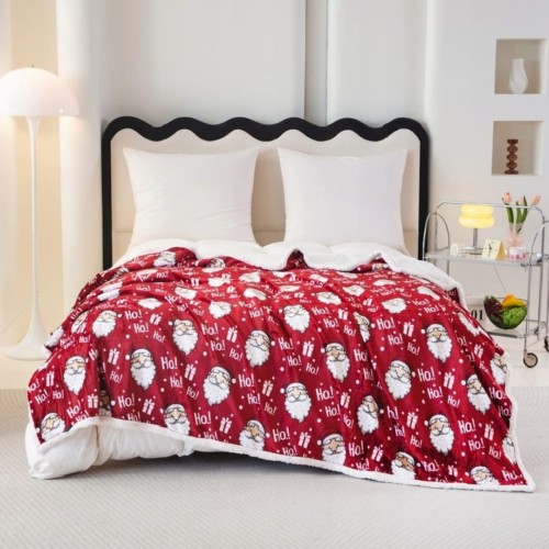 Koc Świąteczny Baranek 160x200 Mikrofibra Mikołaje Ho!Ho!