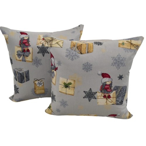 Poszewka Świąteczna 40x40 Bawełniana JAŚ Prezenty i Skrzaty