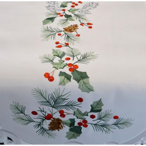 Obrus Świąteczny 60x120 Owal Haft Boże Narodzenie A184