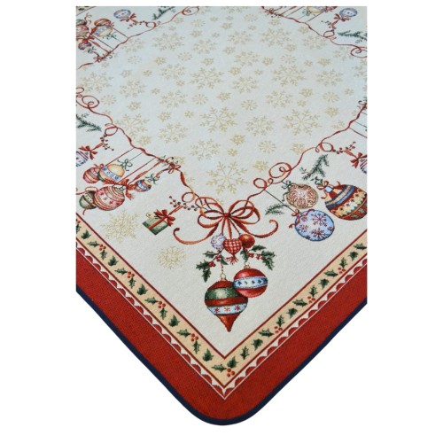 Obrus Świąteczny Gobelinowy 100x100 Bombki Kolor 2