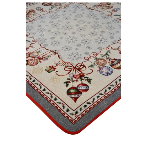 Obrus Świąteczny Gobelinowy 100x100 Bombki Kolor 1