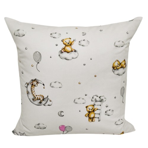 Poszewka Dziecięca 40x40 Bawełniana JAŚ Miśki Na Księżycu Biel