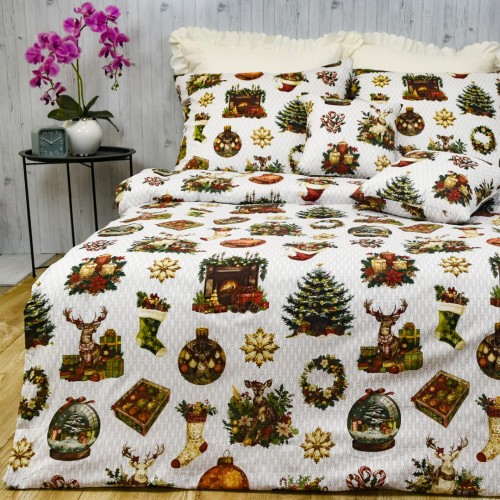 Komplet Pościeli Świątecznej 160x200 2x70/80 Świąteczny Klimat