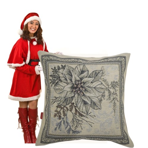 Poszewka Na Poduszke Gobelinowa Świąteczna 45x45 Stroik Srebrny A