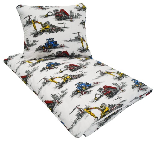 Komplet Pościeli Dziecięcej 120x160 + 70x80 Maszyny Budowlane