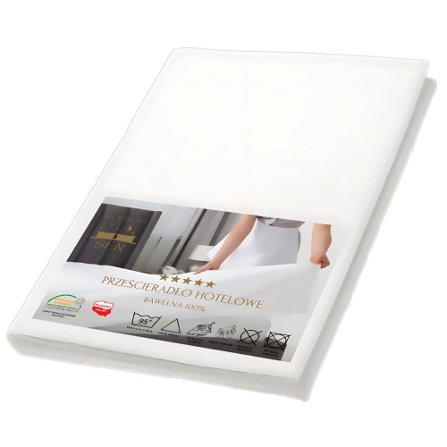 Prześcieradło Hotelowe Bawełniane 180x220 Białe 100% Bawełna