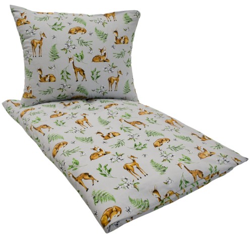 Komplet Pościeli Dziecięcej 100x135 + 40x60 Sarenki Szare