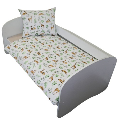 Komplet Pościeli Dziecięcej 100x160 + 50x60 Sarenki Białe