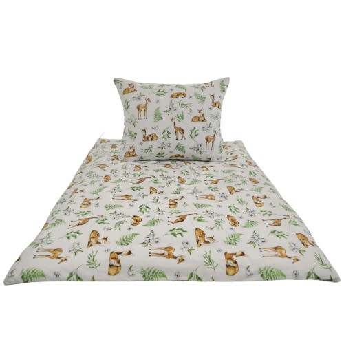 Komplet Pościeli Dziecięcej 100x160 + 50x70 Sarenki Białe