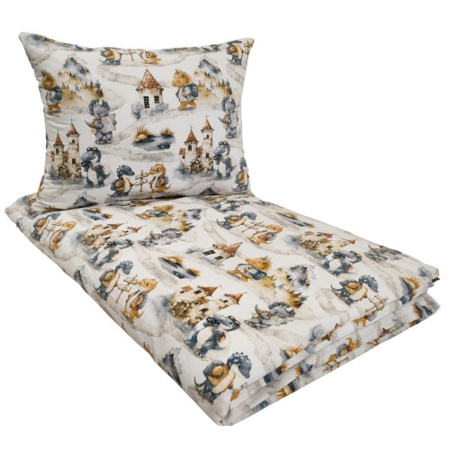 Komplet Pościeli Dziecięcej 120x160 + 50x60 Dinusie Na Wyprawie