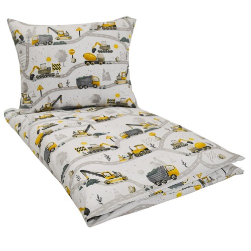 Komplet Pościeli Dziecięcej 120x160 + 70x80 Koparki Żółte Nowe