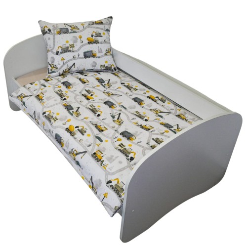 Komplet Pościeli Dziecięcej 100x160 + 70x80 Koparki Żółte Nowe