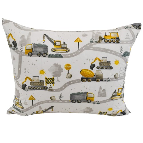 Komplet Pościeli Dziecięcej 100x135 + 50x60 Koparki Żółte Nowe