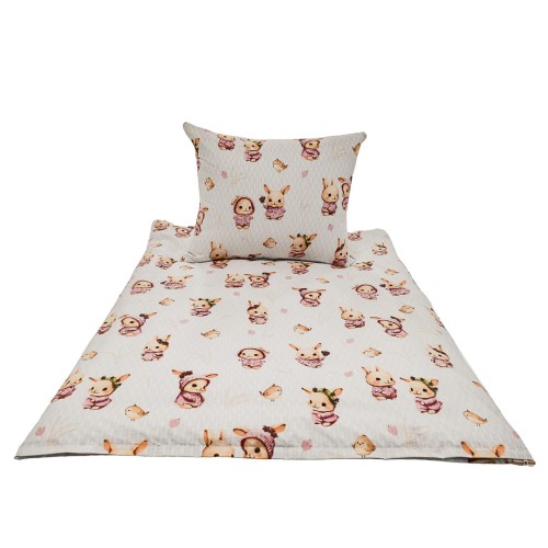 Komplet Pościeli Dziecięcej 100x135 + 40x60 Króliczki Róż