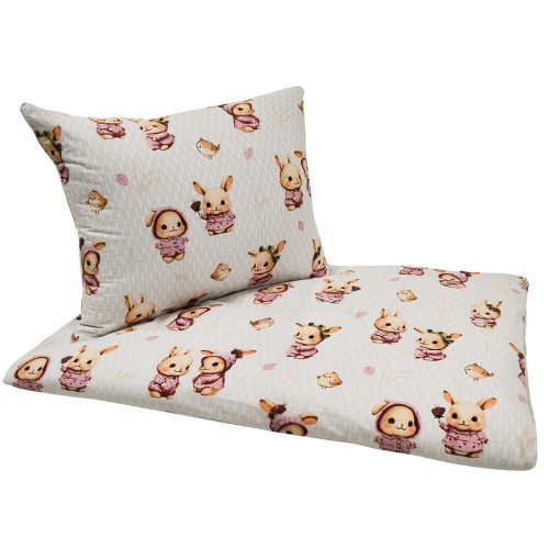 Komplet Pościeli Dziecięcej 100x135 + 50x60 Króliczki Róż
