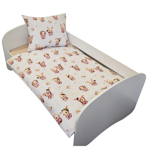 Komplet Pościeli Dziecięcej 90x120 + 40x60 Króliczki Róż