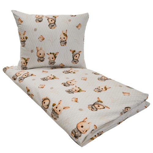 Komplet Pościeli Dziecięcej 100x135 + 40x60 Króliczki Beż